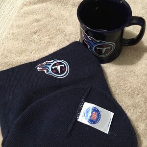 Bundle of Tennessee Titans NFL Stocking cap and Titans coffee mug by M Ware